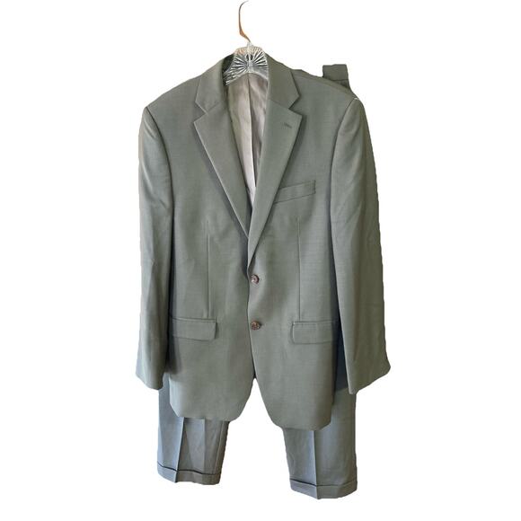 Lauren Ralph Lauren Wool 2-Piece Suit Sz 38R 32x31 Trousers Taupe business - Picture 1 of 16